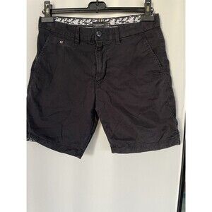 Denim & Flower Ricky Singh Shorts Black Denim Floral Cuffs Chino Walking SZ 30